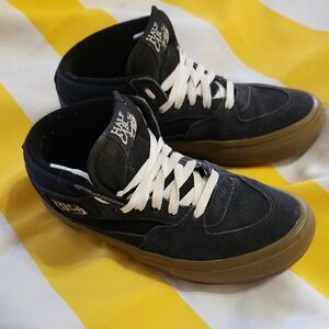 Vans Half Cab Navy and White Sneakers with Gum Sole